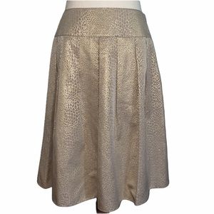 Rickie Freeman Teri John Metallic Gold Snakeskin Printed Pleated Skirt - 6